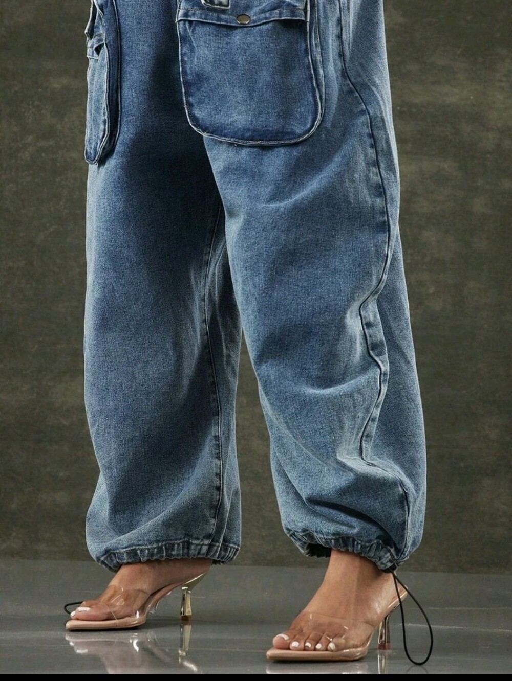 Denim Wide-Leg Overalls - Blue - Picture 4 of 7